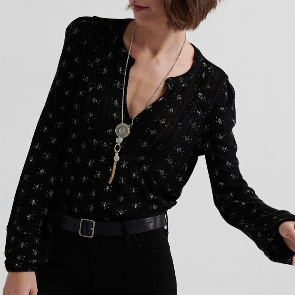 Lucky Brand Printed Drop Needle Top